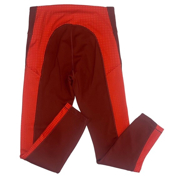 ATHLETA Ultimate Colorblock 7/8 Tight Legging Red Orange Perforated Size Small - Picture 2 of 10